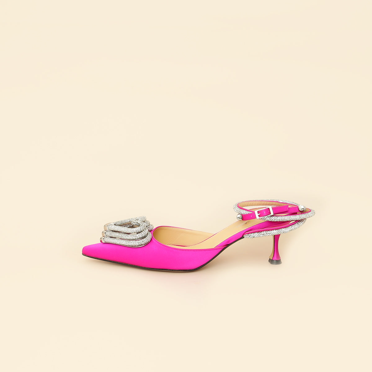 Mach & Mach Fuchsia Satin Triple Heart Pumps 40-Mach & Mach-THE CLOSET