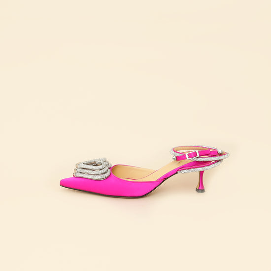 Mach & Mach Fuchsia Satin Triple Heart Pumps 40-Mach & Mach-THE CLOSET
