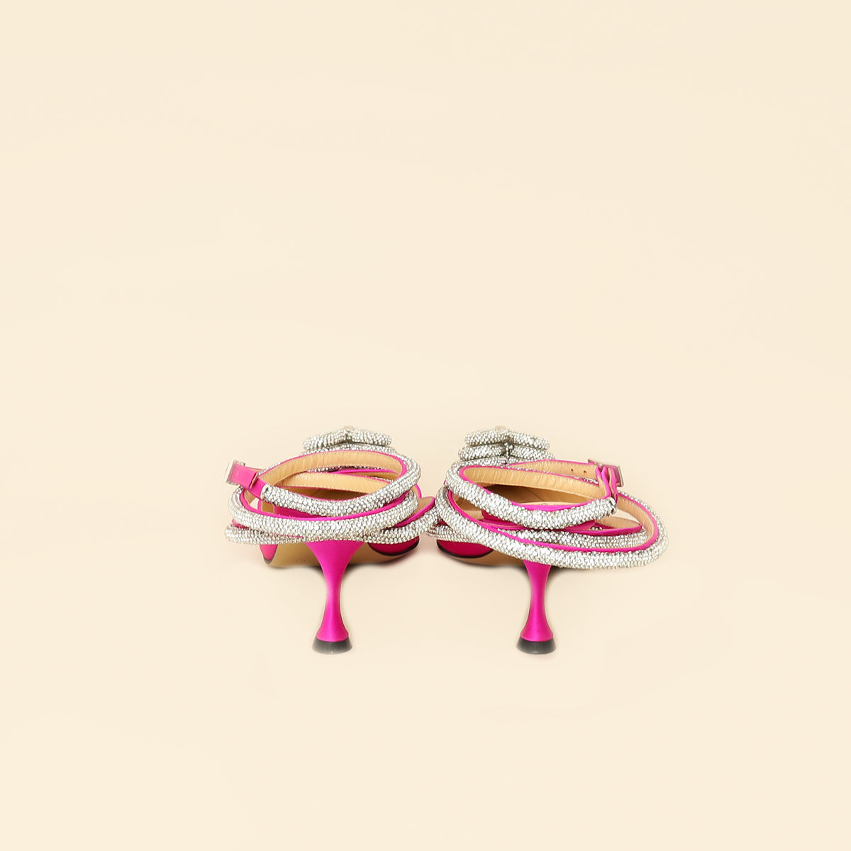 Mach & Mach Fuchsia Satin Triple Heart Pumps 40-Mach & Mach-THE CLOSET