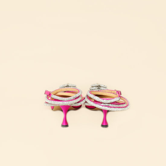 Mach & Mach Fuchsia Satin Triple Heart Pumps 40-Mach & Mach-THE CLOSET