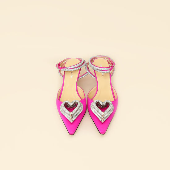 Mach & Mach Fuchsia Satin Triple Heart Pumps 40-Mach & Mach-THE CLOSET