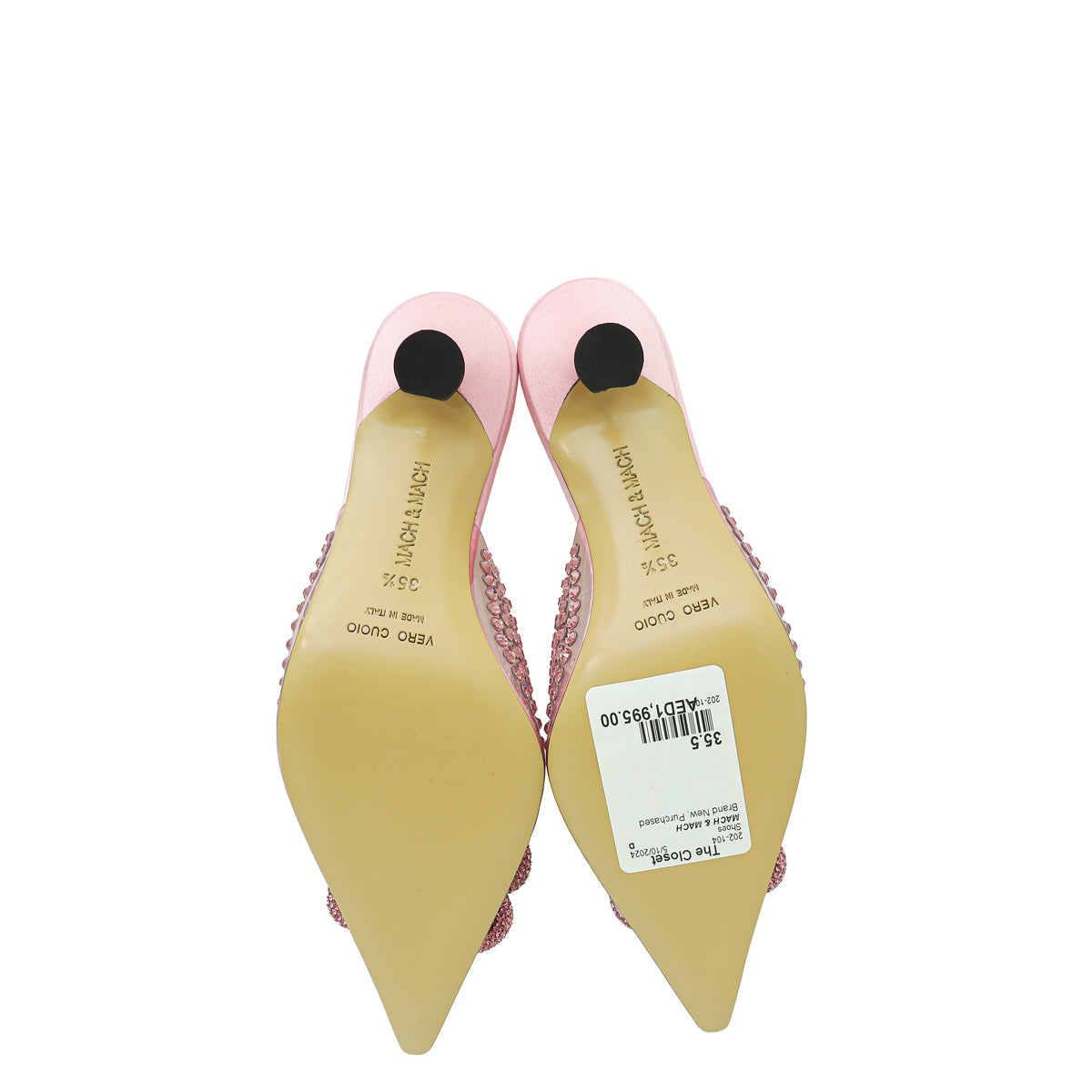Mach & Mach Pink PVC & Satin Crystal Carrie Rose Mules 35.5