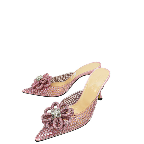 Mach & Mach Pink PVC & Satin Crystal Carrie Rose Mules 36