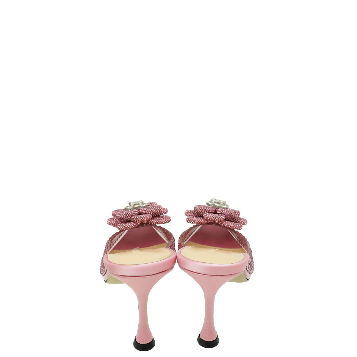 Mach & Mach Pink PVC & Satin Crystal Carrie Rose Mules 36