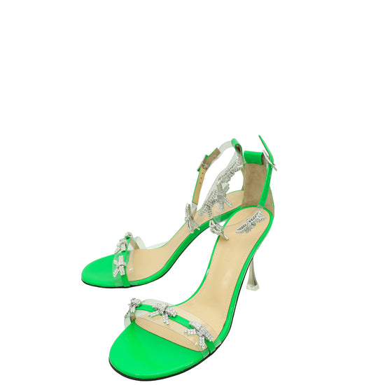 Mach & Mach Green Floating Crystal Bow Sandal 37.5