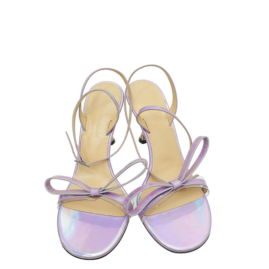 Mach & Mach Light Purple French Bow Iridescent Ankle Strap Sandal 38.5