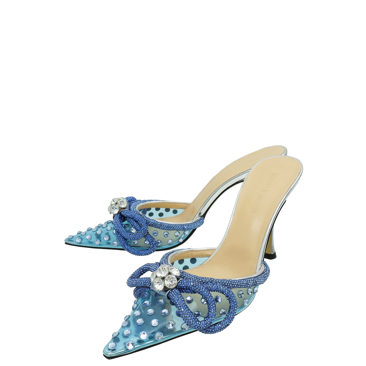 Mach & Mach Bicolor Crystal Embellished PVC Mules 38