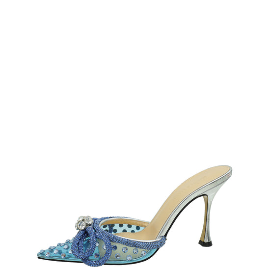 Mach & Mach Bicolor Crystal Embellished PVC Mules 38