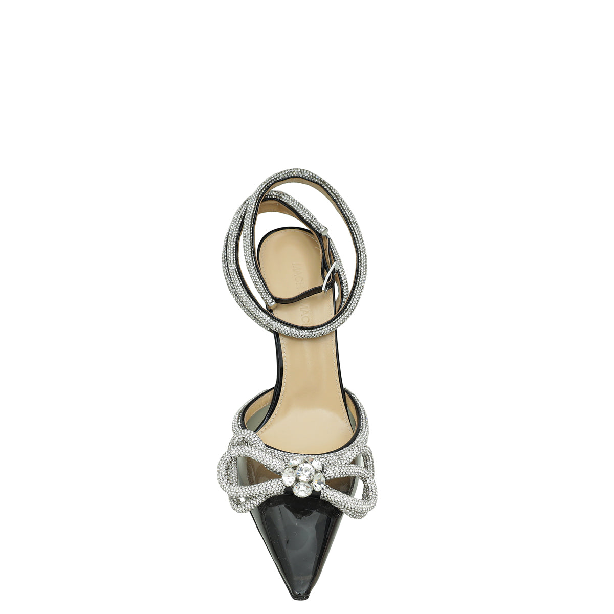 Mach & Mach Black Crystal Bow Ankle Strap Pump 38-Mach & Mach-THE CLOSET