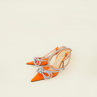 Mach & Mach Orange Double Bow Ankle Strap Pumps 38