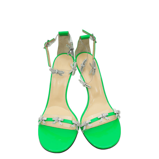 Mach & Mach Green Floating Crystal Bow Sandal 39.5