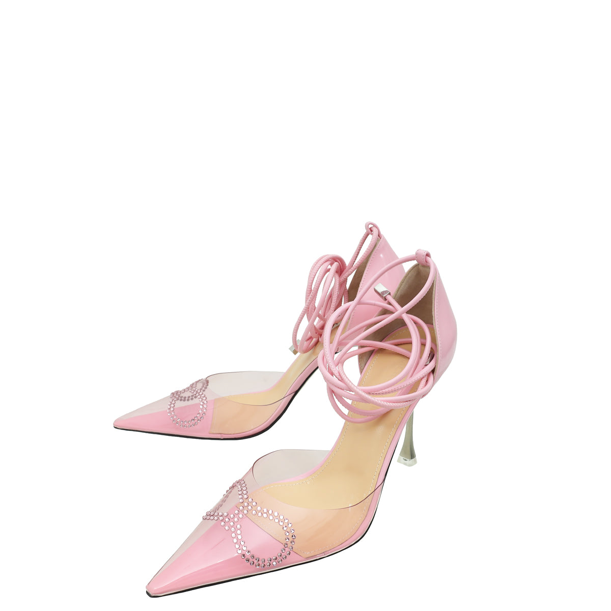Mach & Mach Pink PVC Crystal Embellishment D'Orsay Pumps 39-Mach & Mach-THE CLOSET