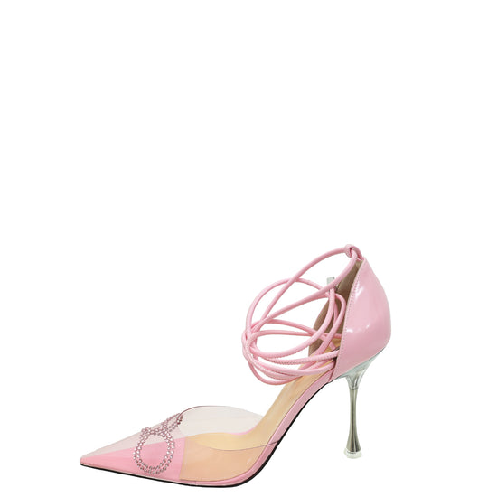 Mach & Mach Pink PVC Crystal Embellishment D'Orsay Pumps 39