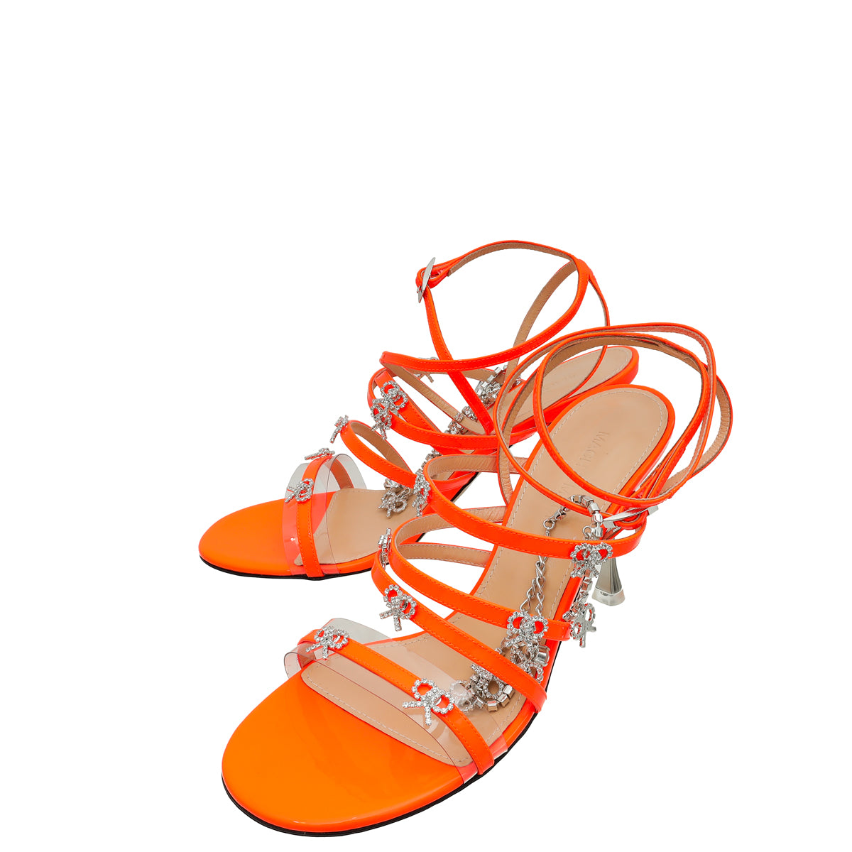 Mach & Mach Neon Orange Queen Heeled Ankle Strap Sandals 39-Mach & Mach-THE CLOSET