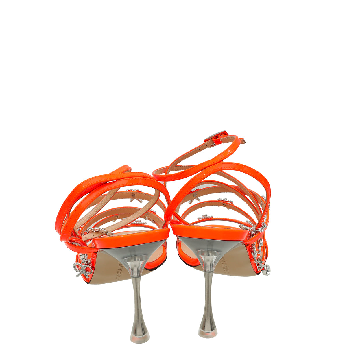 Mach & Mach Neon Orange Queen Heeled Ankle Strap Sandals 39