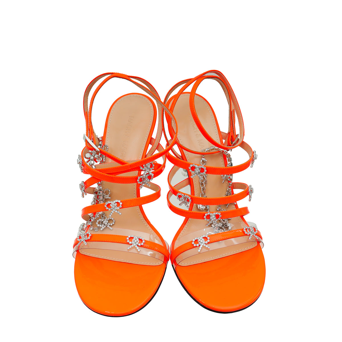 Mach & Mach Neon Orange Queen Heeled Ankle Strap Sandals 39