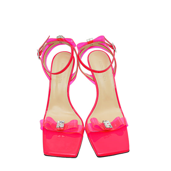 Mach & Mach Hot Pink French Bow Square Toe Sandal 40