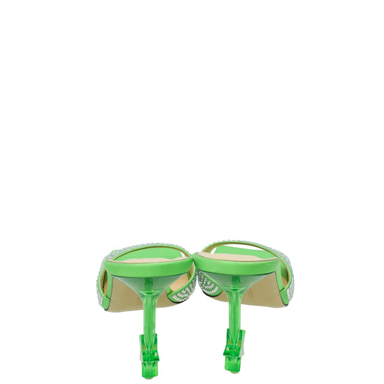 Mach & Mach Green Star Crystal Embellished Mules 41