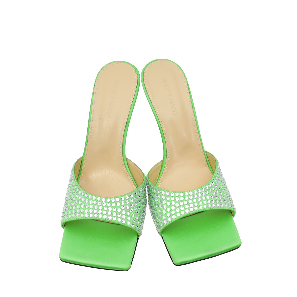 Mach & Mach Green Star Crystal Embellished Mules 41