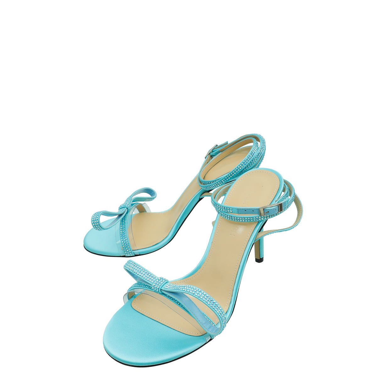 Mach & Mach Sky Blue French Bow Embellished Sandal 37.5-Mach & Mach-THE CLOSET