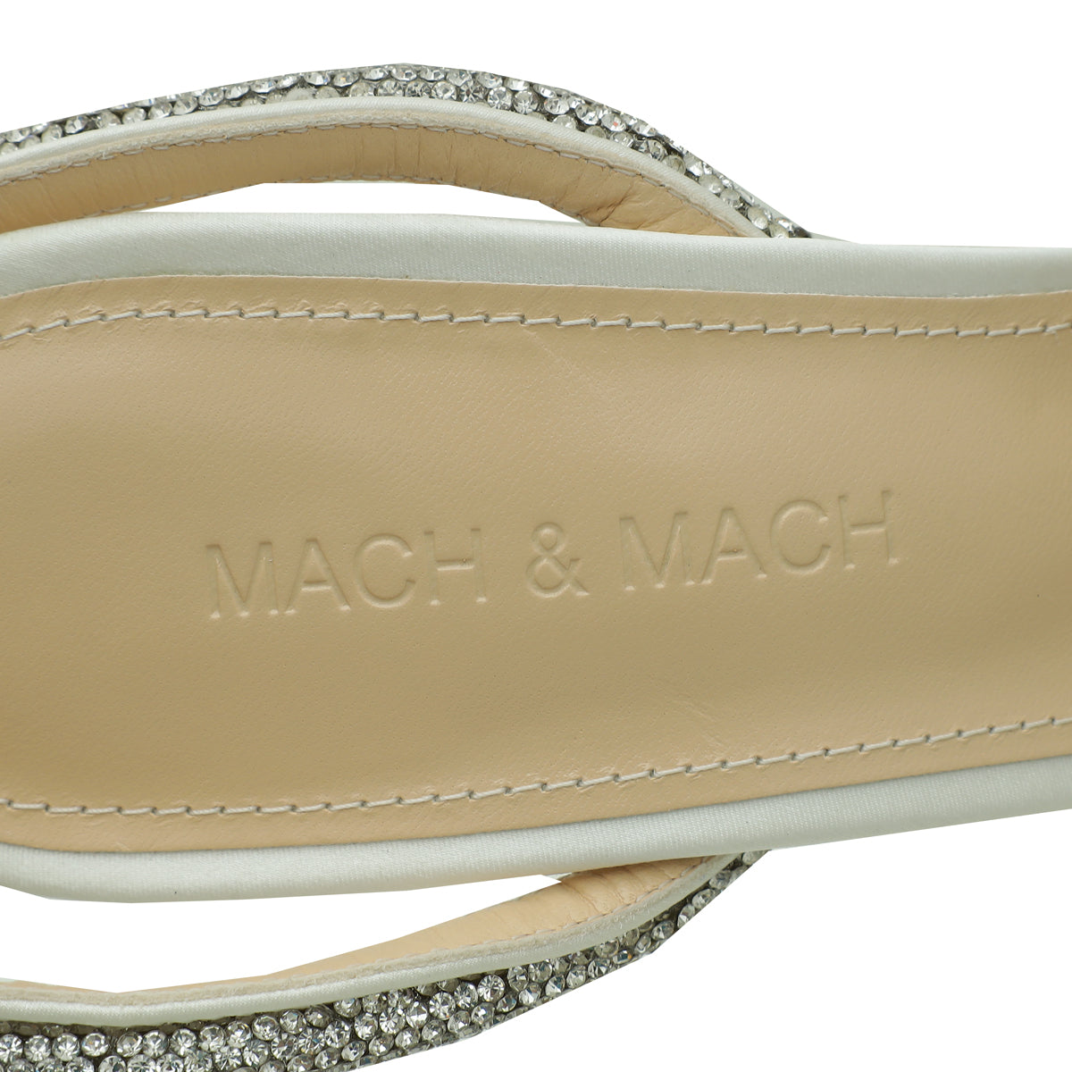 Mach & MAch White Satin Crystal Bow 110 Pumps 38.5