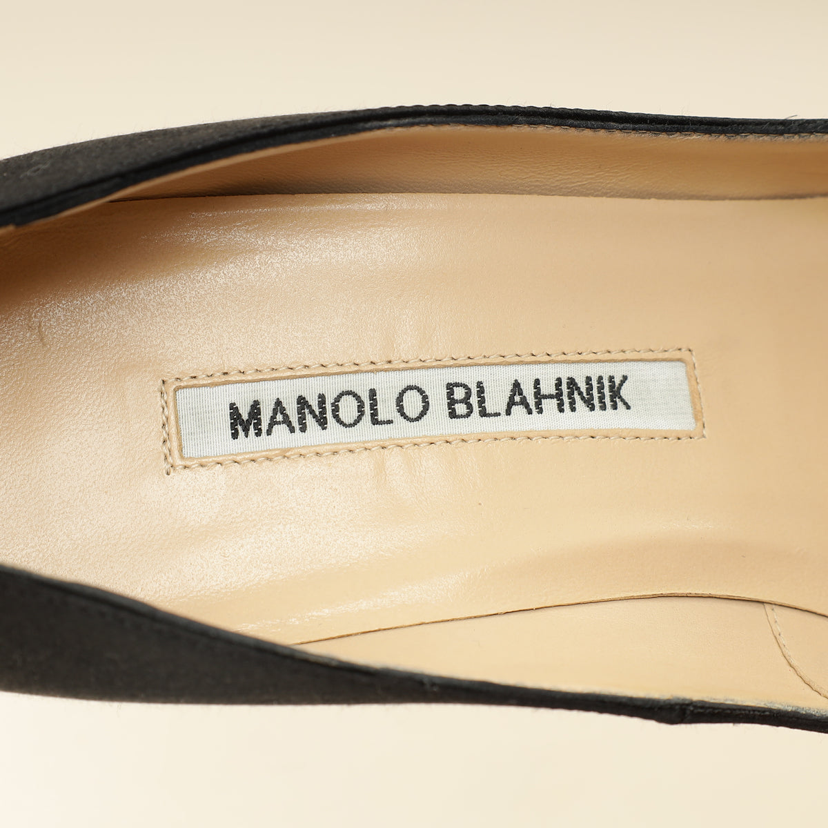 Manolo Blahnik Black Satin Hangisi Pump 37.5-Manolo Blahnik-THE CLOSET
