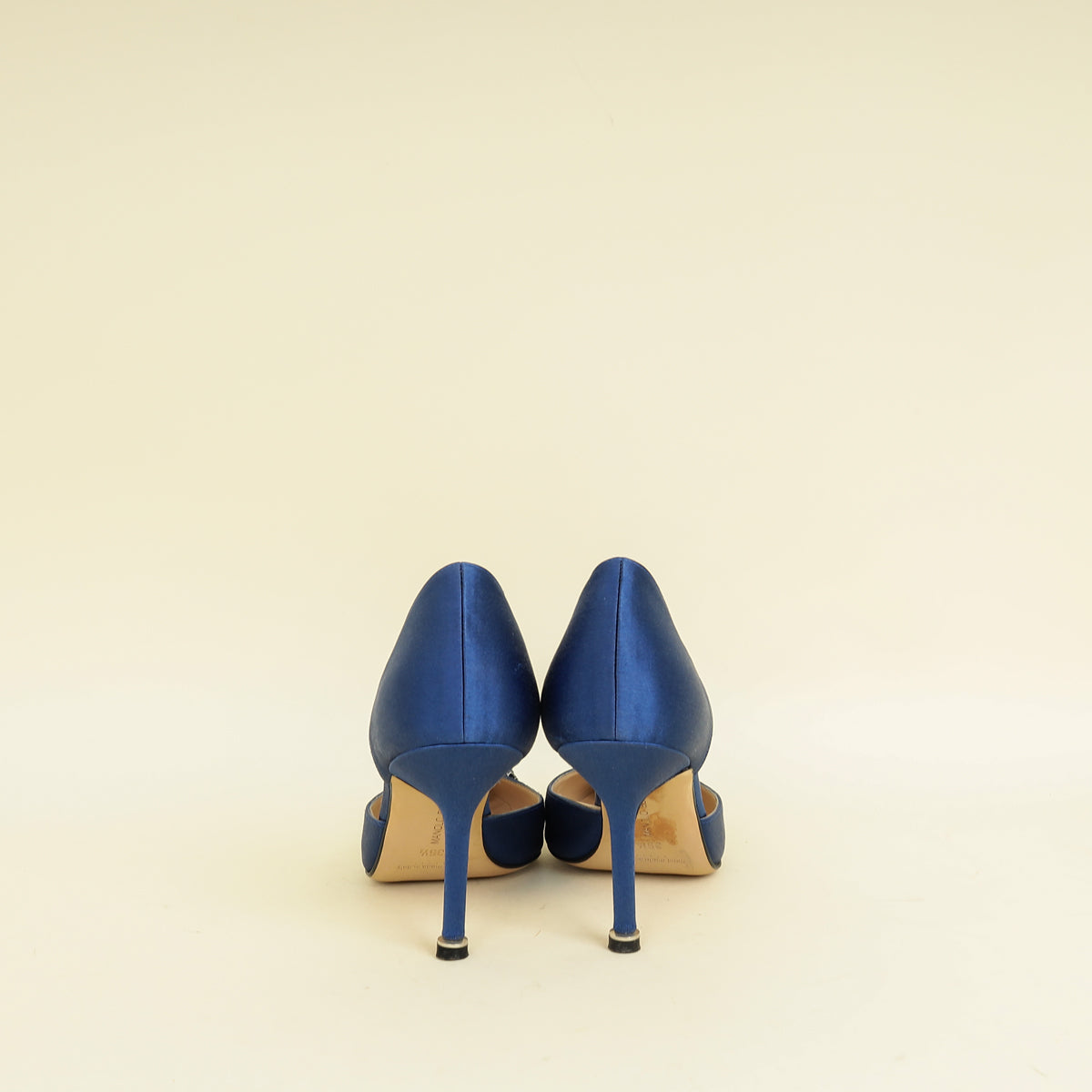 Manolo Blahnik Navy Blue Hangisi D'Orsay Satin Pumps 35.5