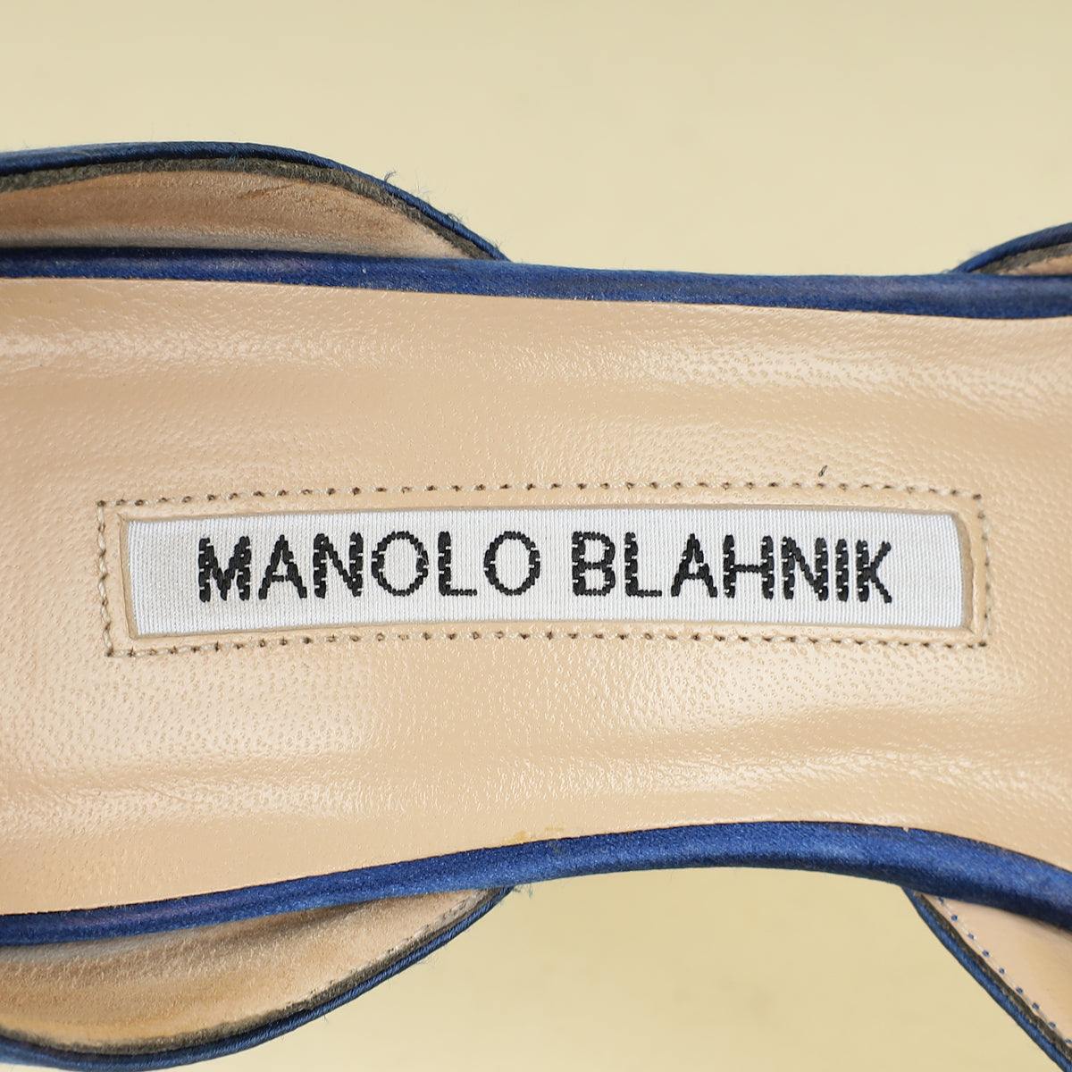 Manolo Blahnik Navy Blue Hangisi D'Orsay Satin Pumps 35.5