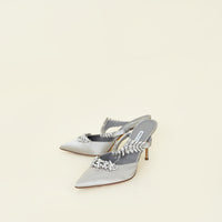 Manolo Blahnik Gray Lurum Heeled Mules 41
