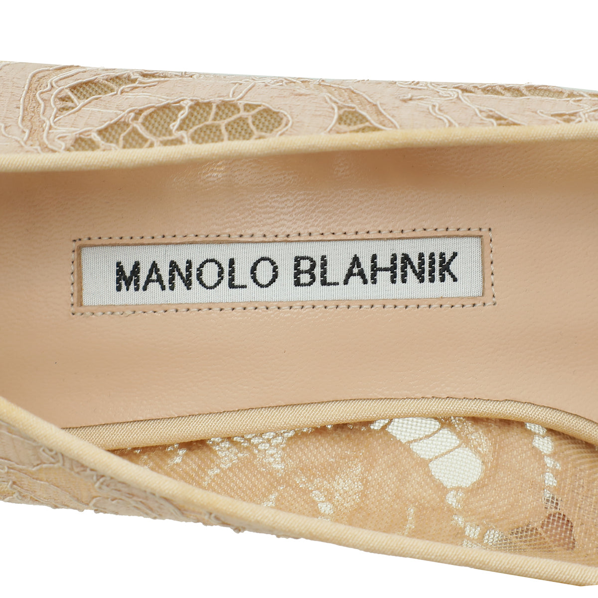 Manolo Blahnik Powder Nude Hangisi Lace Embellished Pump 39