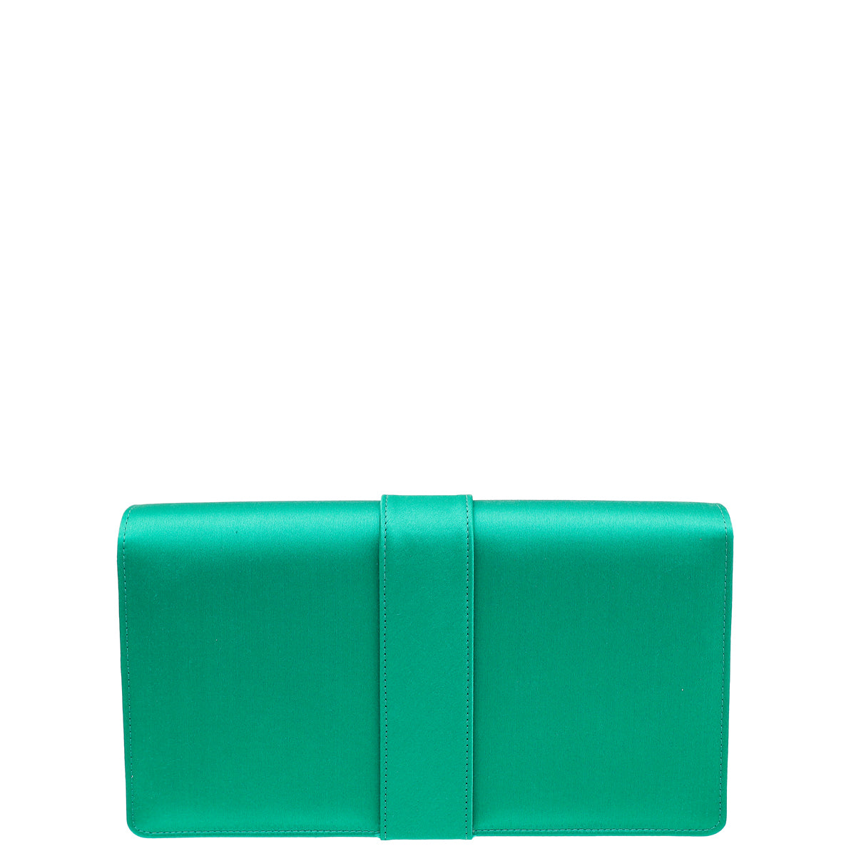 Manolo Blahnik Emerald Green Satin Gothisi Chain Clutch-Manolo Blahnik-THE CLOSET