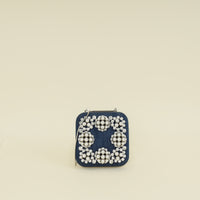 Manolo Blahnik Blue Denim Pearl Embellished Hangisi Clutch Bag