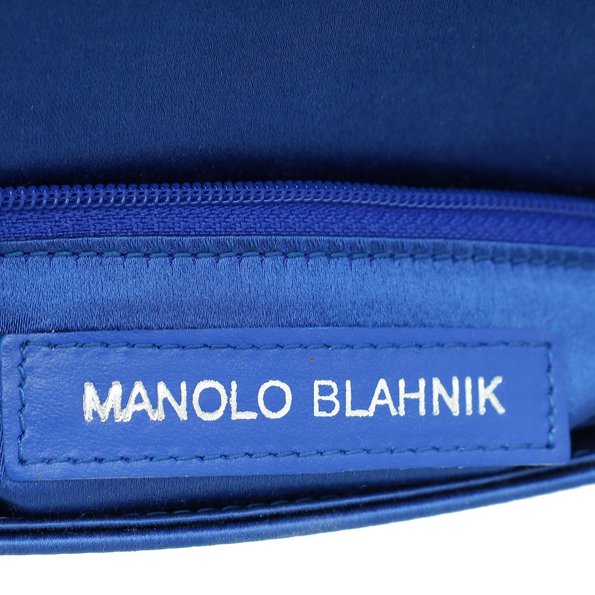 Manolo Blahnik Royal Blue Satin Gothisi Jewel Buckle Clutch