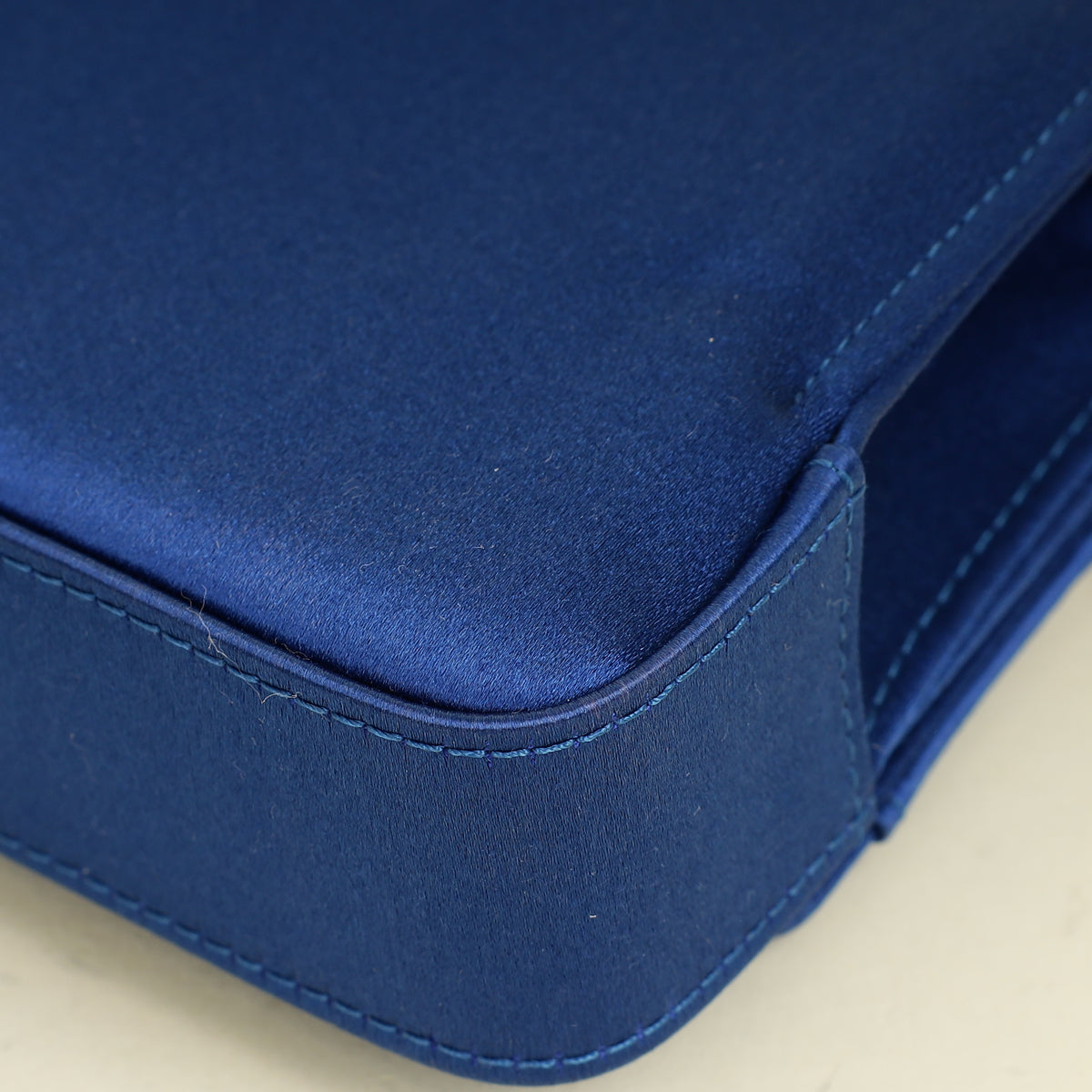 Manolo Blahnik Navy Blue Satin Gothisi Jewel Buckle Clutch