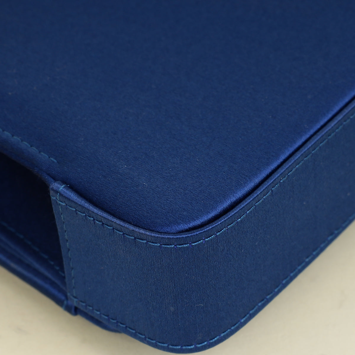 Manolo Blahnik Navy Blue Satin Gothisi Jewel Buckle Clutch