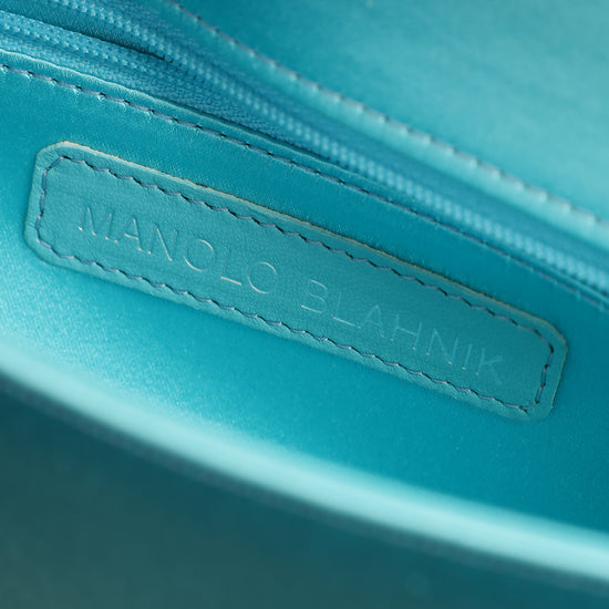 Manolo Blahnik Tiffany Satin Gothisi Jewel Buckle Clutch