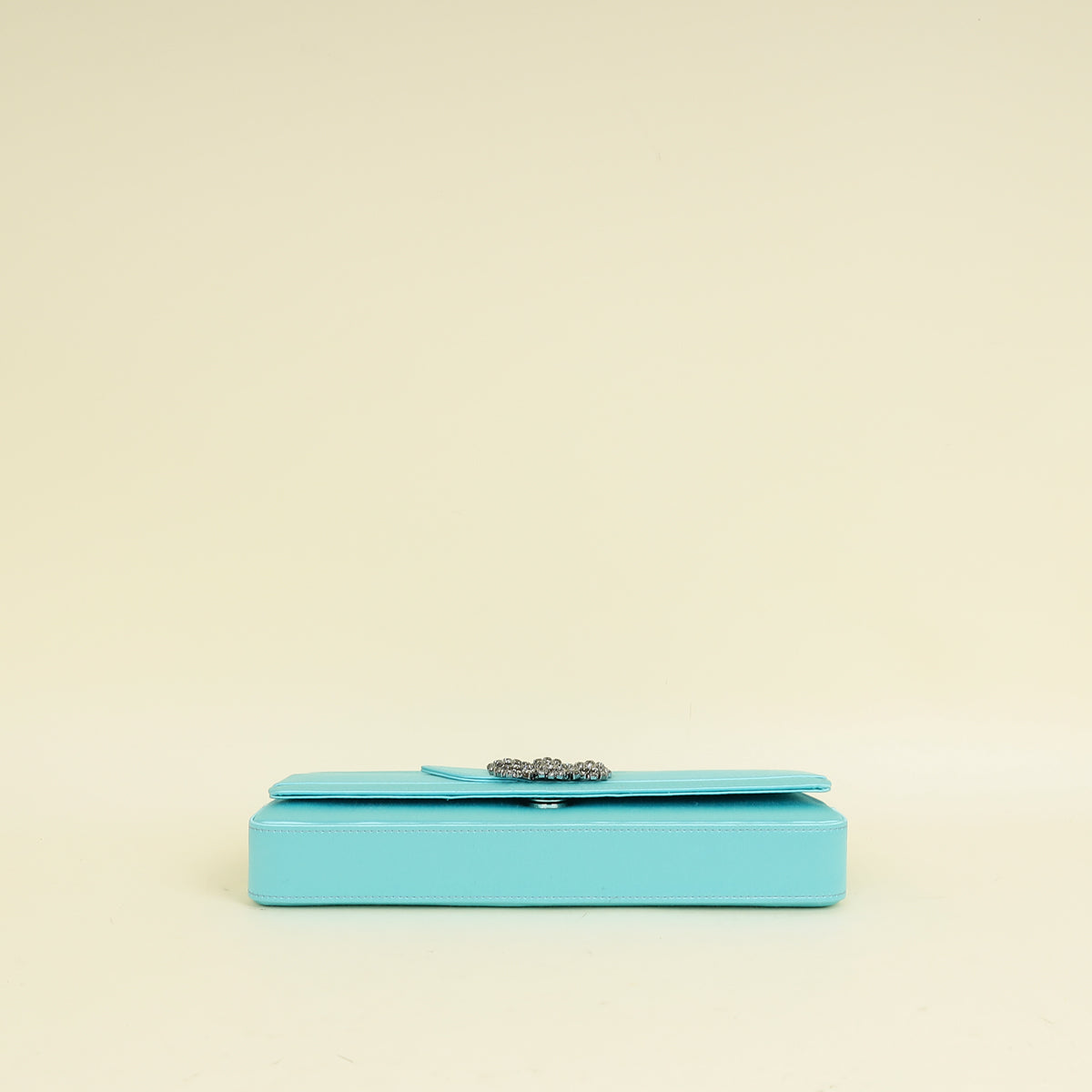 Manolo Blahnik Tiffany Satin Gothisi Jewel Buckle Clutch