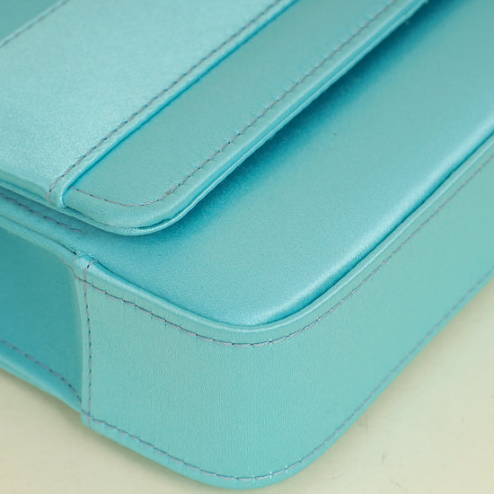 Manolo Blahnik Tiffany Satin Gothisi Jewel Buckle Clutch