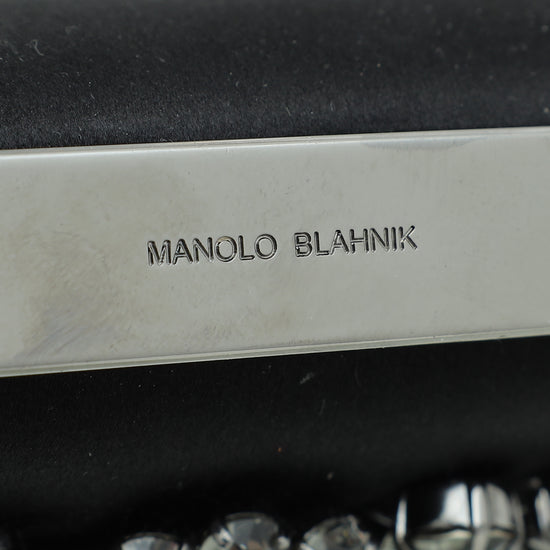 Manolo Blahnik Black Hangisi Swarovski Frame Clutch Bag