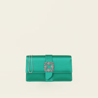 Manolo Blahnik Green Capri Satin Clutch