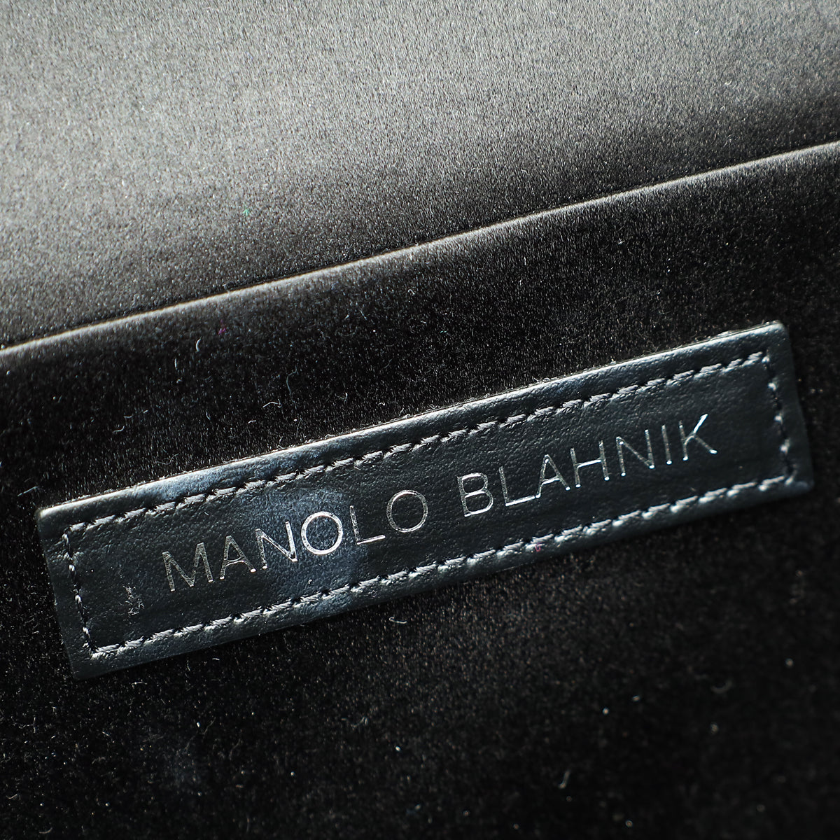 Manolo Blahnik Black Satin Gothisi Chain Clutch