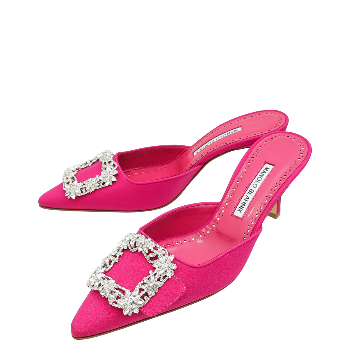 Manolo Blahnik Dark Fuchsia Double Maysale 50 Mules 38-Manolo Blahnik-THE CLOSET