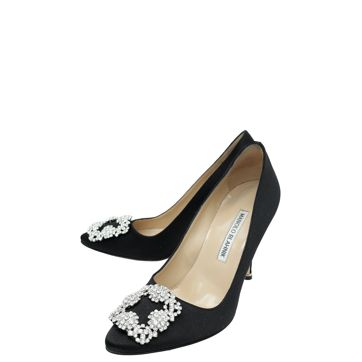 Manolo Blahnik Black Satin Hangisi Pumps 35.5-Manolo Blahnik-THE CLOSET