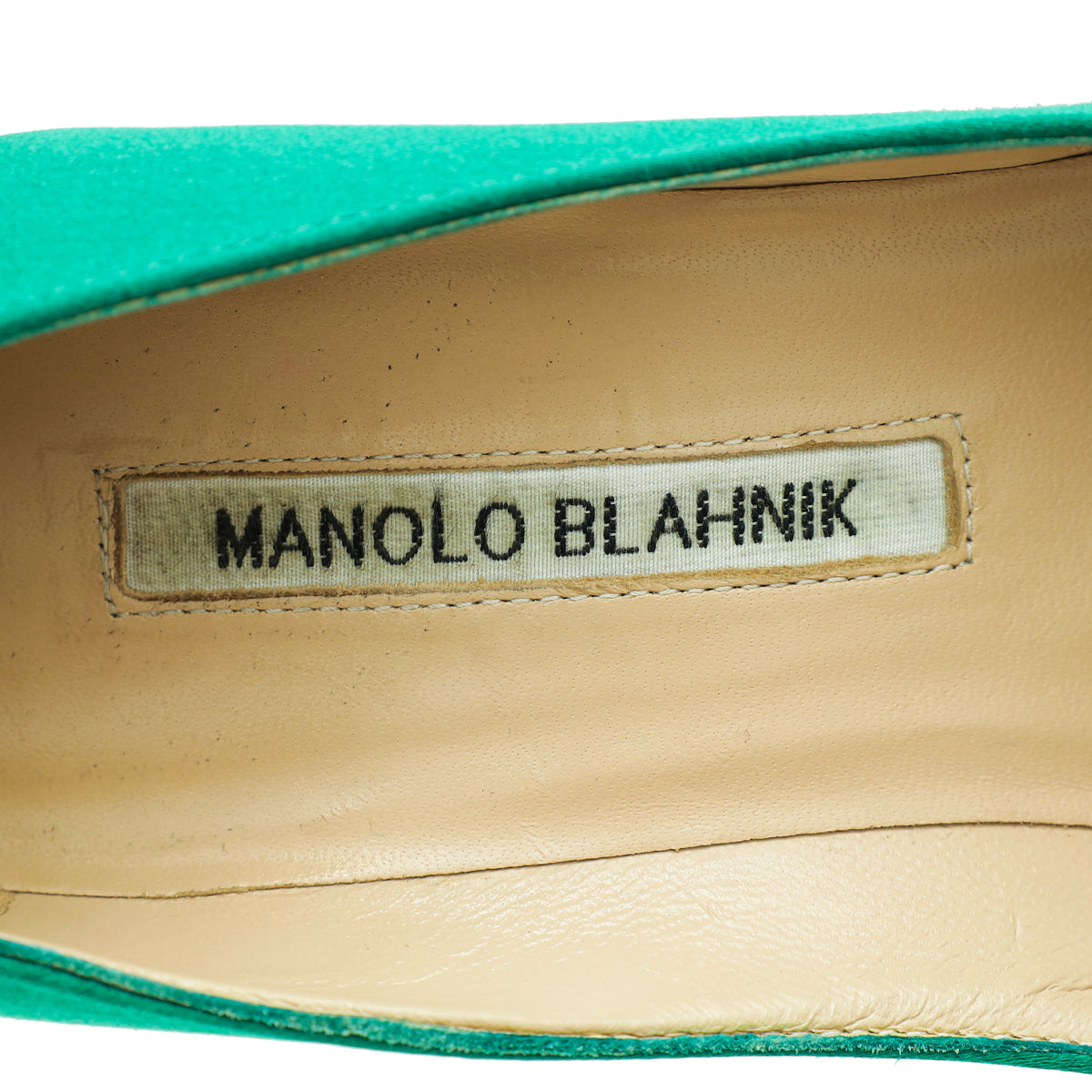 Manolo Blahnik Green Satin Hangisi Pump 37
