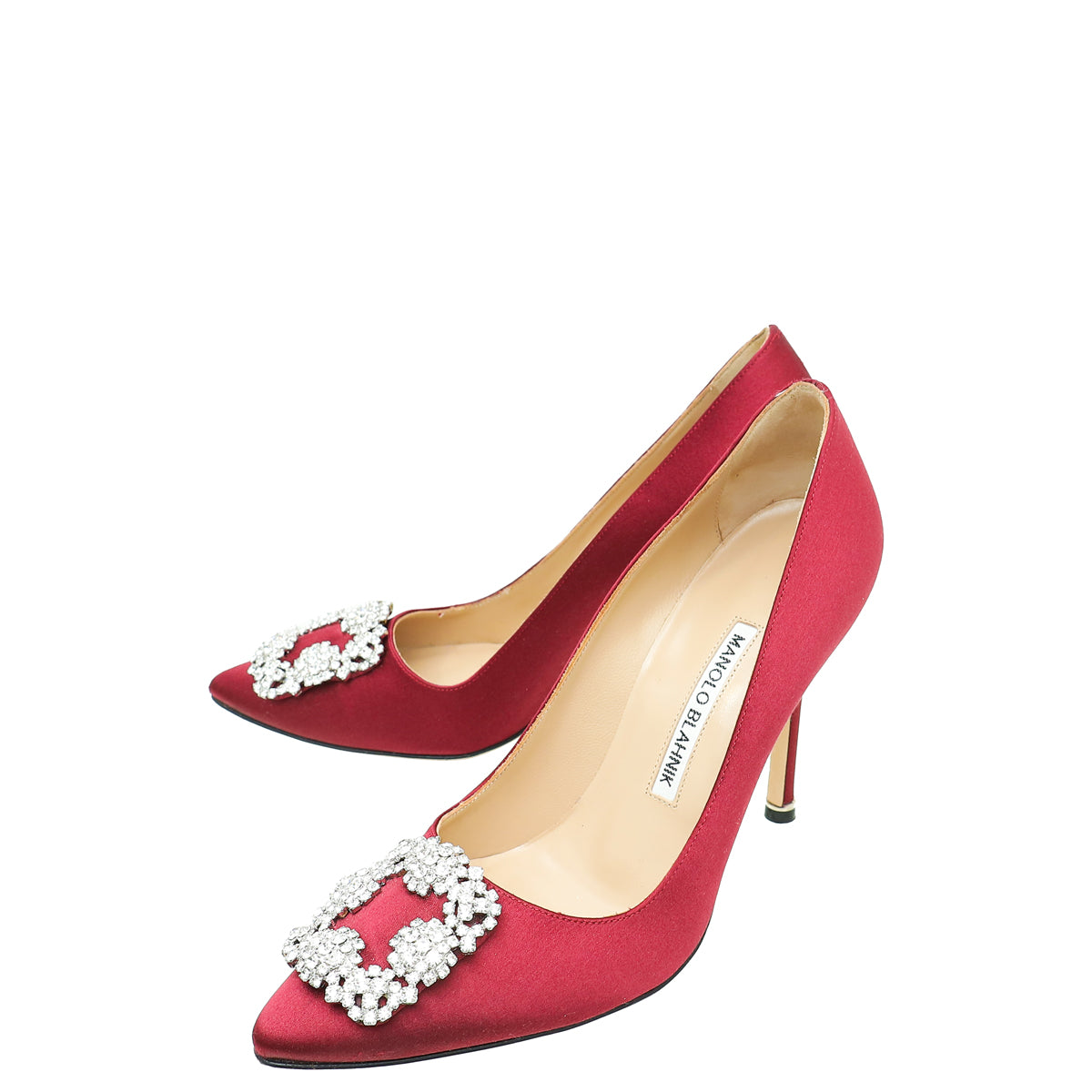 Manolo Blahnik Wine Red Satin Hangisi Pump 37-Manolo Blahnik-THE CLOSET