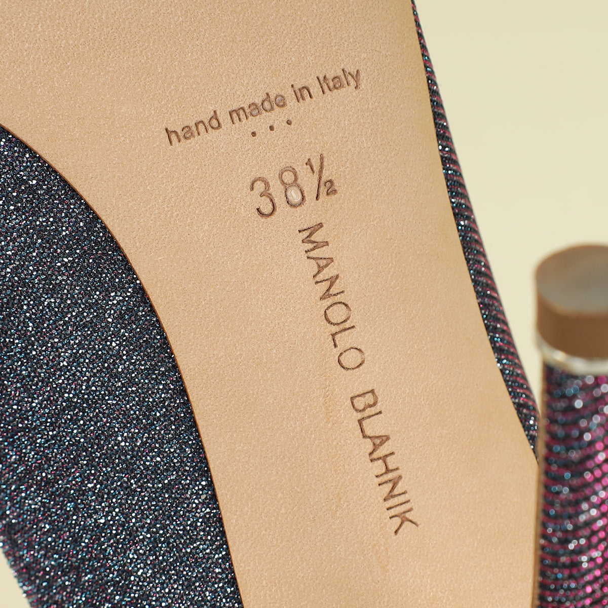 Manolo Blahnik Teal Multicolor Hangisi Glitter Pump 38.5 | Pre