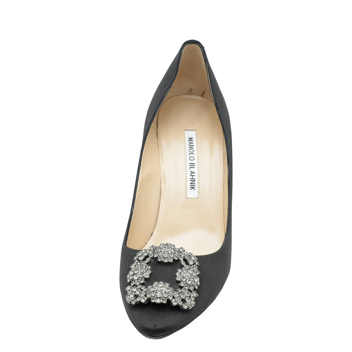 Manolo Blahnik Black Satin Hangisi Pump 38.5-Manolo Blahnik-THE CLOSET