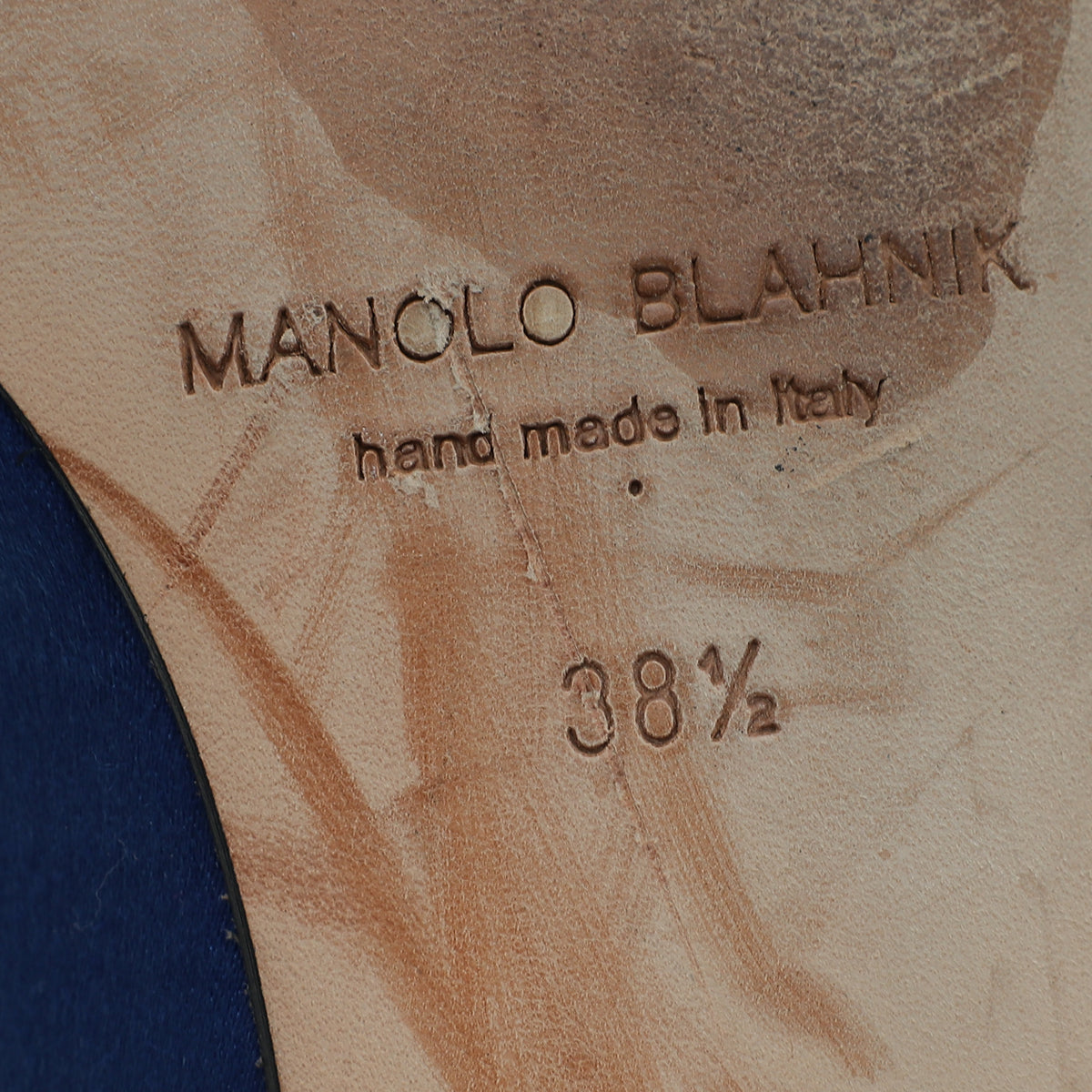 Manolo Blahnik Blue Satin Hangisi Crystal Flat Ballerina 38.5