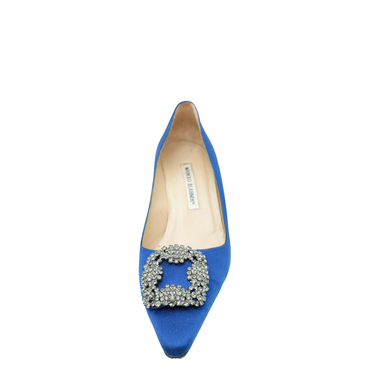 Manolo Blahnik Blue Satin Crystal Hangisi Pump 38-Manolo Blahnik-THE CLOSET