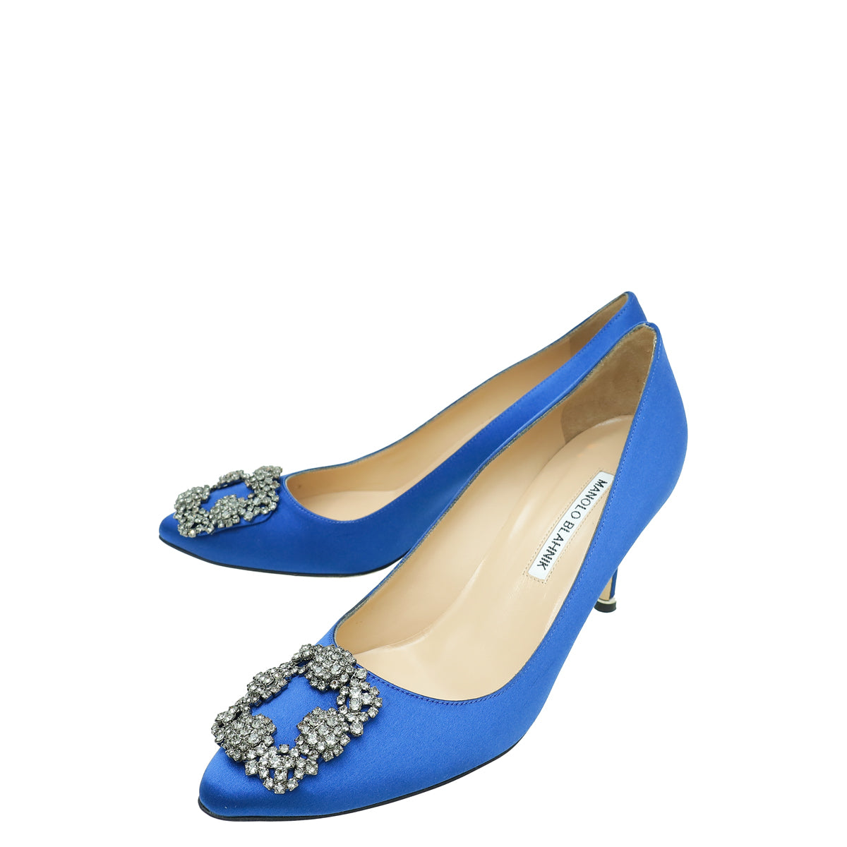 Manolo Blahnik Royal Blue Satin Hangisi Pumps 38-Manolo Blahnik-THE CLOSET